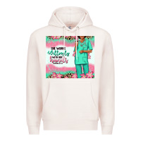 Pale Pink she works willingly with her hands afro nurse Premium Hoodie - RanaPortraitStore