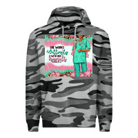 Slate Camo she works willingly with her hands afro nurse Premium Hoodie - RanaPortraitStore