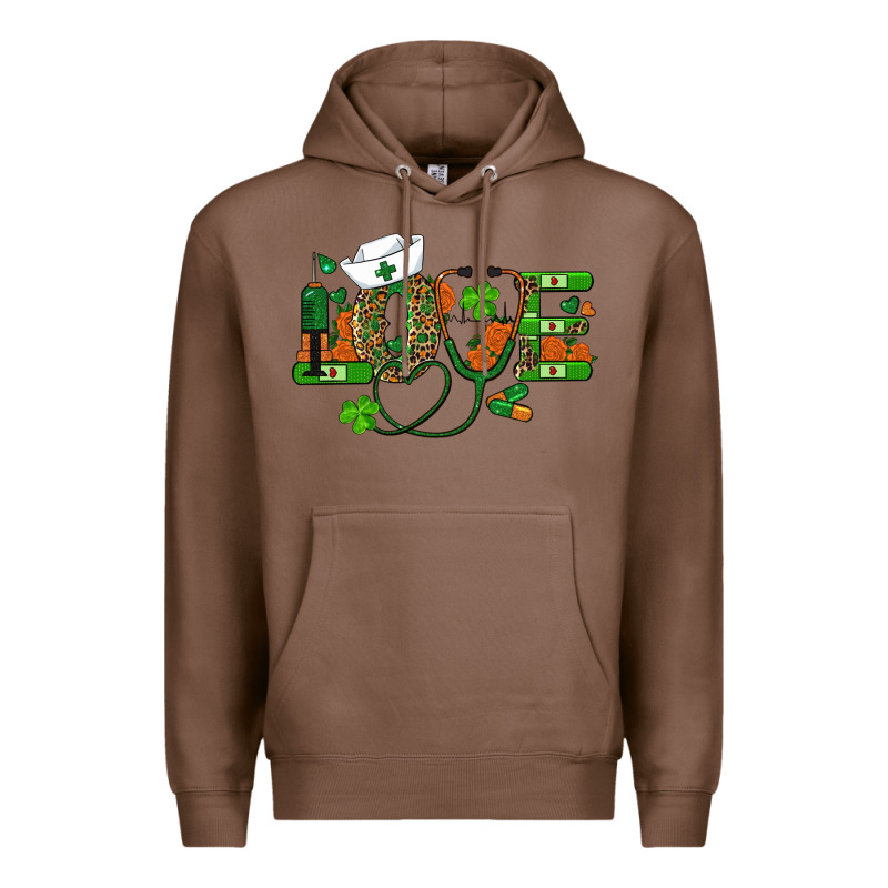 St Patricks Day Love Nurse Premium Hoodie by RanaPortraitStore | Teevron