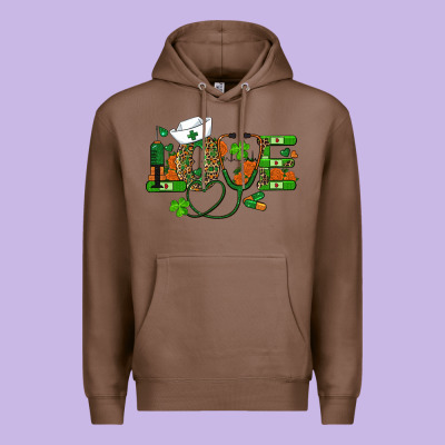 St Patricks Day Love Nurse Premium Hoodie Designed By Ranaportraitstore