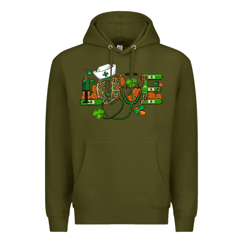St Patricks Day Love Nurse Premium Hoodie by RanaPortraitStore | Teevron