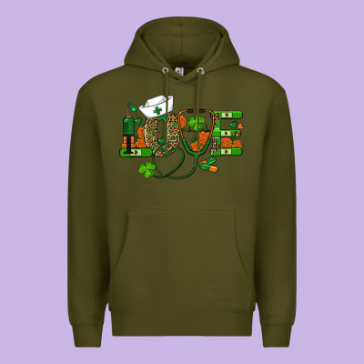 St Patricks Day Love Nurse Premium Hoodie Designed By Ranaportraitstore