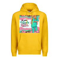 Lemon she works willingly with her hands blonde nurse Premium Hoodie - RanaPortraitStore