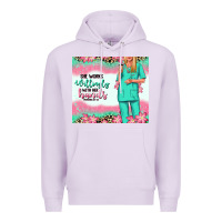 Lilac she works willingly with her hands blonde nurse Premium Hoodie - RanaPortraitStore