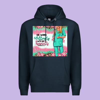 She Works Willingly With Her Hands Blonde Nurse Premium Hoodie Designed By Ranaportraitstore