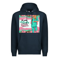Navy she works willingly with her hands blonde nurse Premium Hoodie - RanaPortraitStore