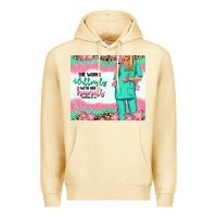 Pina Colada she works willingly with her hands blonde nurse Premium Hoodie - RanaPortraitStore