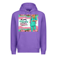 Purple she works willingly with her hands blonde nurse Premium Hoodie - RanaPortraitStore