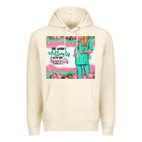 Sandshell she works willingly with her hands blonde nurse Premium Hoodie - RanaPortraitStore
