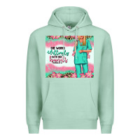 Seafoam she works willingly with her hands blonde nurse Premium Hoodie - RanaPortraitStore