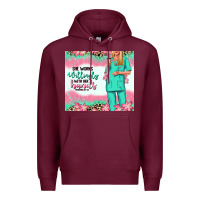Burgundy she works willingly with her hands blonde nurse Premium Hoodie - RanaPortraitStore