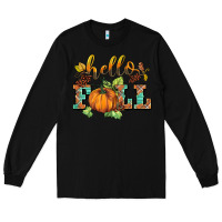 Black hello fall pumpkin Long Sleeve Tee - BarkalooDesign