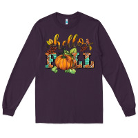 Plum hello fall pumpkin Long Sleeve Tee - BarkalooDesign