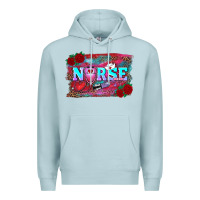 Blue Mist valentines day nurse with leopard and turquoise ba Premium Hoodie - RanaPortraitStore