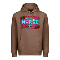 Chestnut valentines day nurse with leopard and turquoise ba Premium Hoodie - RanaPortraitStore