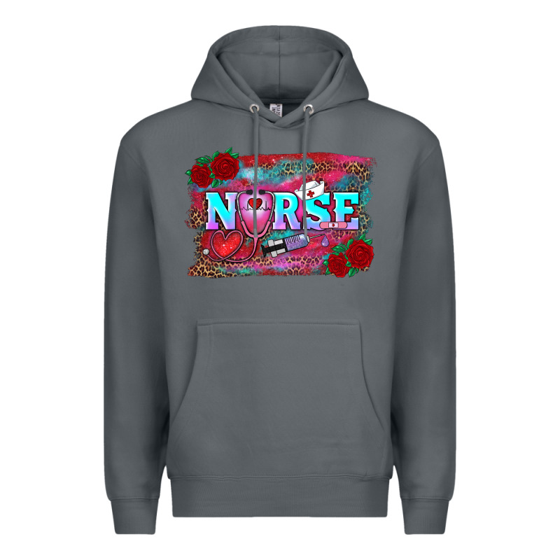 Valentines Day Nurse With Leopard And Turquoise Ba Premium Hoodie by RanaPortraitStore | Teevron