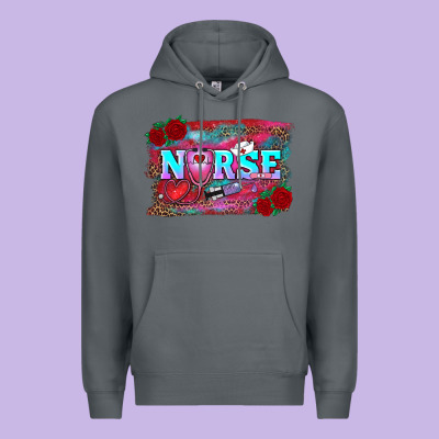 Valentines Day Nurse With Leopard And Turquoise Ba Premium Hoodie Designed By Ranaportraitstore