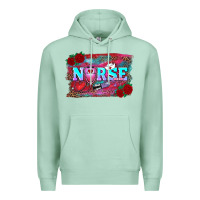 Seafoam valentines day nurse with leopard and turquoise ba Premium Hoodie - RanaPortraitStore