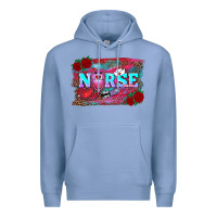 Colony Blue valentines day nurse with leopard and turquoise ba Premium Hoodie - RanaPortraitStore