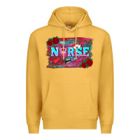 Mustard valentines day nurse with leopard and turquoise ba Premium Hoodie - RanaPortraitStore
