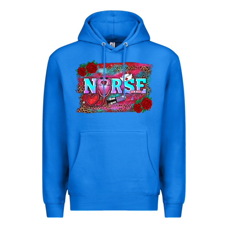 Valentines Day Nurse With Leopard And Turquoise Ba Premium Hoodie by RanaPortraitStore | Teevron