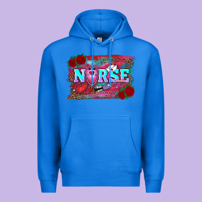 Valentines Day Nurse With Leopard And Turquoise Ba Premium Hoodie Designed By Ranaportraitstore