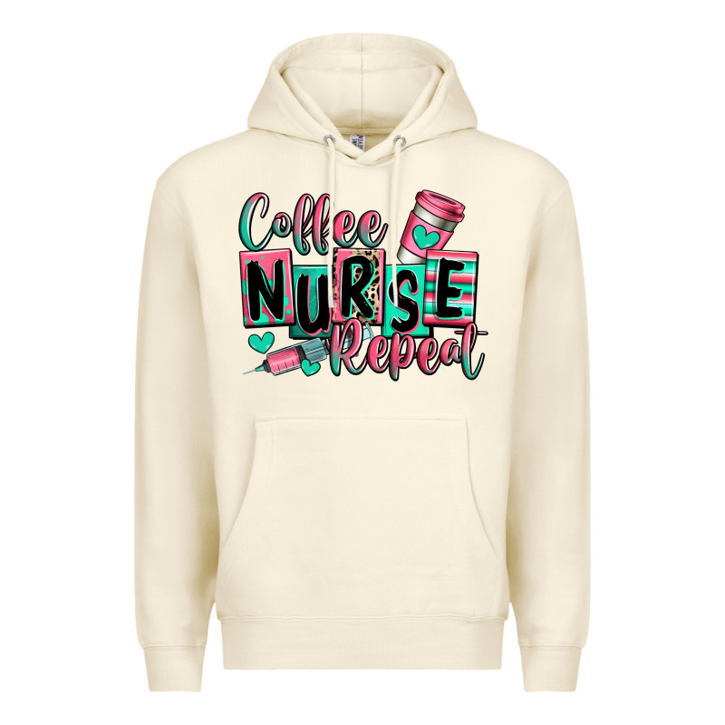 Coffee Nurse Repeat Premium Hoodie by RanaPortraitStore | Teevron