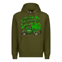 Army Green happy st. patricks day shamrock farm truck Premium Hoodie - RanaPortraitStore