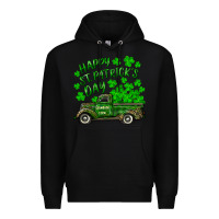 Black happy st. patricks day shamrock farm truck Premium Hoodie - RanaPortraitStore