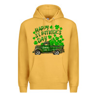 Mustard happy st. patricks day shamrock farm truck Premium Hoodie - RanaPortraitStore
