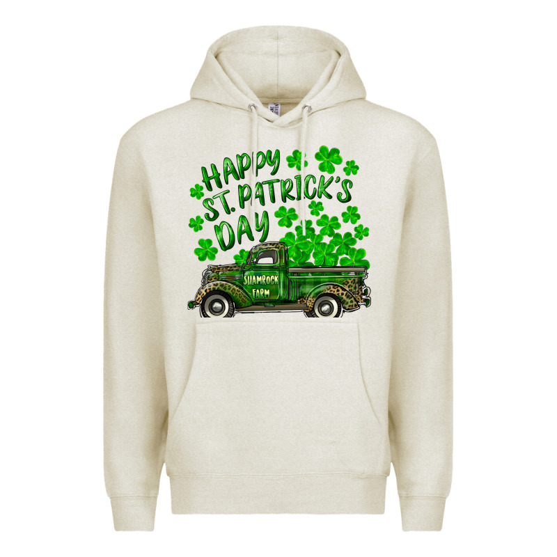 Happy St. Patricks Day Shamrock Farm Truck Premium Hoodie by RanaPortraitStore | Teevron