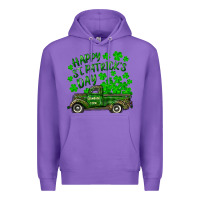 Purple happy st. patricks day shamrock farm truck Premium Hoodie - RanaPortraitStore