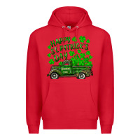 Red happy st. patricks day shamrock farm truck Premium Hoodie - RanaPortraitStore