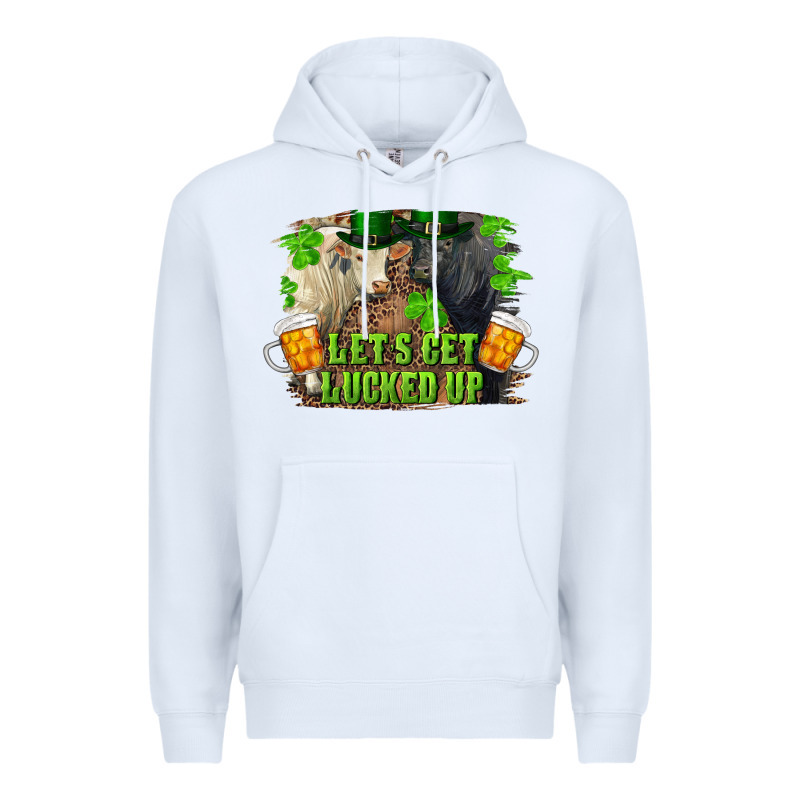 Lets Get Lucked Up Charolais And Black Angus Bull Premium Hoodie by RanaPortraitStore | Teevron