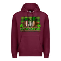 Burgundy happy st. patricks day horses with leprechaun Premium Hoodie - RanaPortraitStore