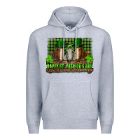 Heather Grey happy st. patricks day horses with leprechaun Premium Hoodie - RanaPortraitStore