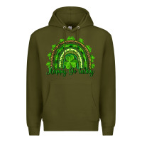 Army Green st. patricks day happy go lucky Premium Hoodie - RanaPortraitStore