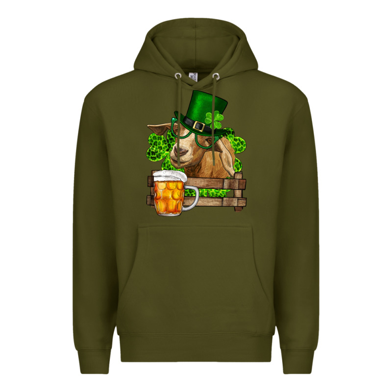 St. Patricks Day Goat And Beer Premium Hoodie by RanaPortraitStore | Teevron