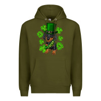 Army Green st. patricks day lucky dachshund puppy Premium Hoodie - RanaPortraitStore