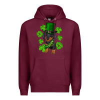 Burgundy st. patricks day lucky dachshund puppy Premium Hoodie - RanaPortraitStore