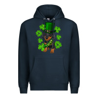 Navy st. patricks day lucky dachshund puppy Premium Hoodie - RanaPortraitStore