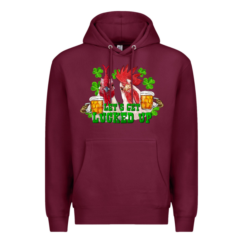 St. Patricks Day Roosters Lets Get Lucked Up Premium Hoodie by RanaPortraitStore | Teevron