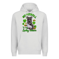 Dove Grey st patricks day my pitbuli my lucky charm Premium Hoodie - RanaPortraitStore