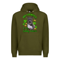 Army Green st patricks day my pitbuli my lucky charm Premium Hoodie - RanaPortraitStore