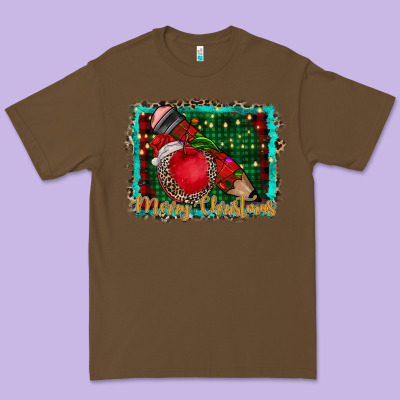 Merry Christmas Teacher Premium Tee Designed By Cowhidedigitalart