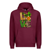 Burgundy st patricks day gnomes shamrock love Premium Hoodie - RanaPortraitStore