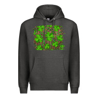 Charcoal Heather st patricks day shamrock and leopard distressed ba Premium Hoodie - RanaPortraitStore