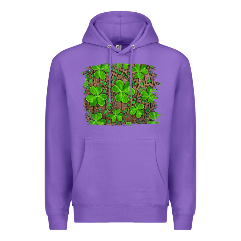 St Patricks Day Shamrock And Leopard Distressed Ba Premium Hoodie by RanaPortraitStore | Teevron