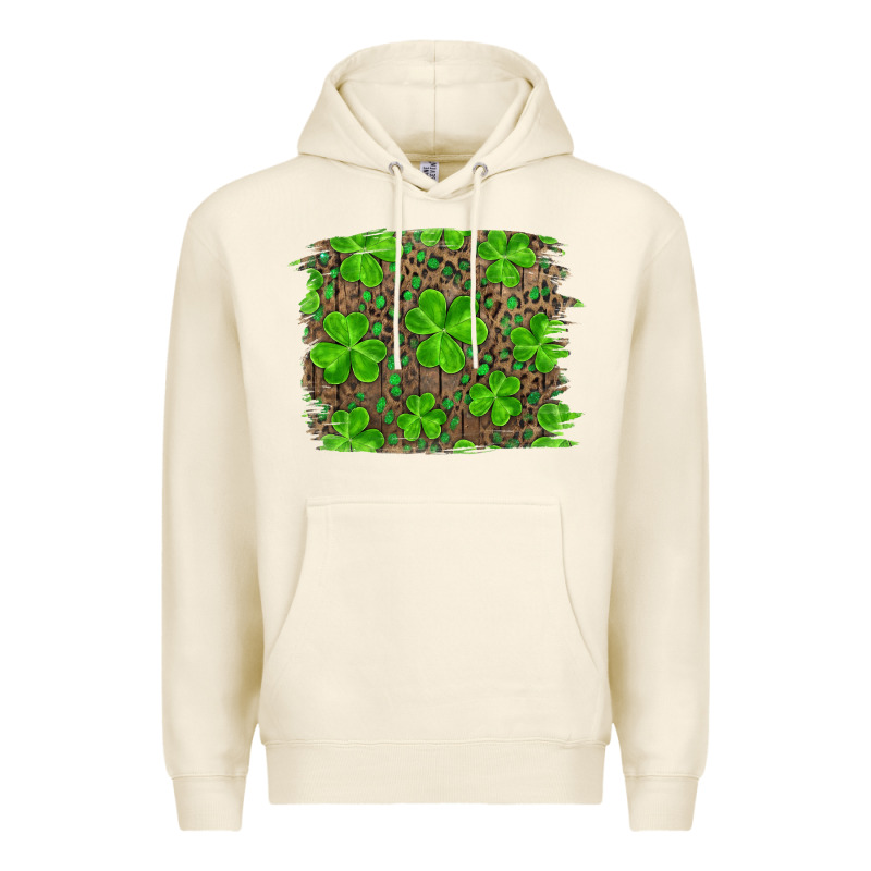 St Patricks Day Shamrock And Leopard Distressed Ba Premium Hoodie by RanaPortraitStore | Teevron