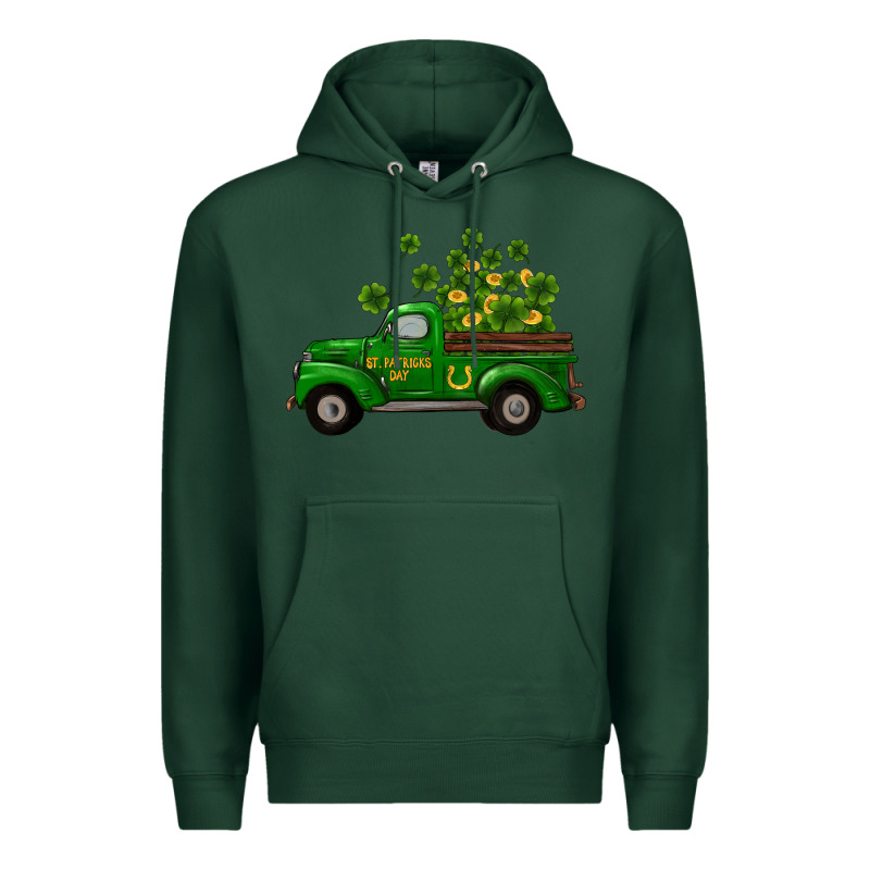 St Patricks Truck Shamrock Horseshoe Gold Premium Hoodie by RanaPortraitStore | Teevron